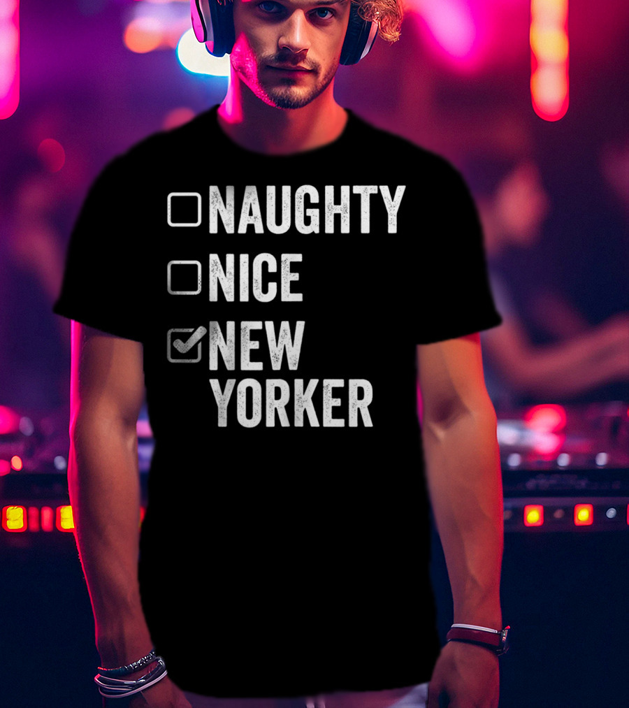 Santa's Naughty Nice New Yorker Checkbox Christmas List T-Shirt