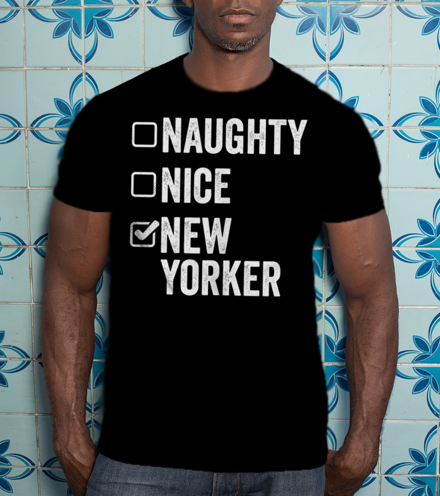 Santa's Naughty Nice New Yorker Checkbox Christmas List T-Shirt