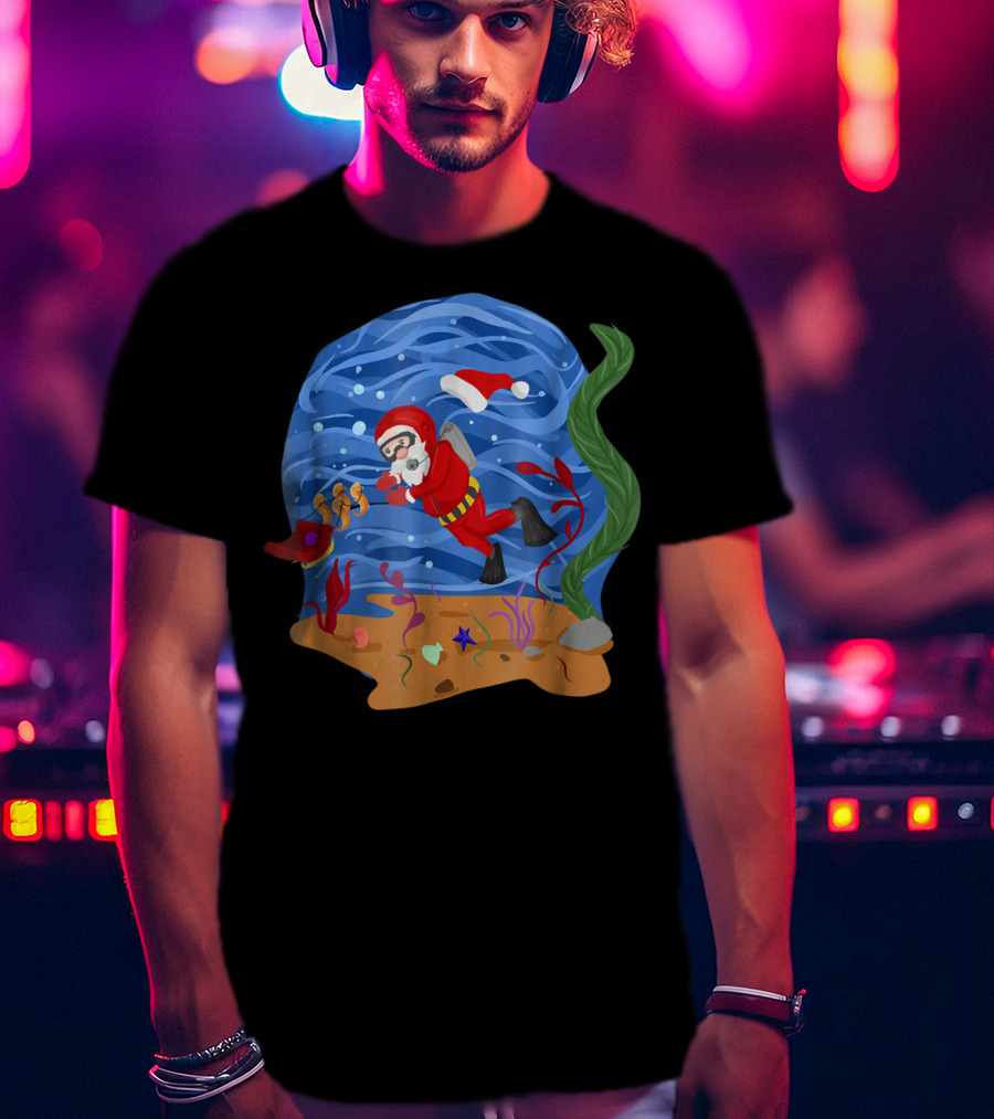 Santa Claus Scuba Diving Underwater Adventure T-Shirt