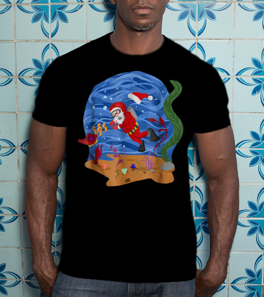 Santa Claus Scuba Diving Underwater Adventure T-Shirt