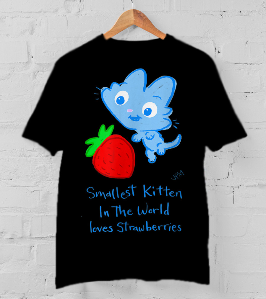 Smallest Kitten In The World Loves Strawberries T-Shirt