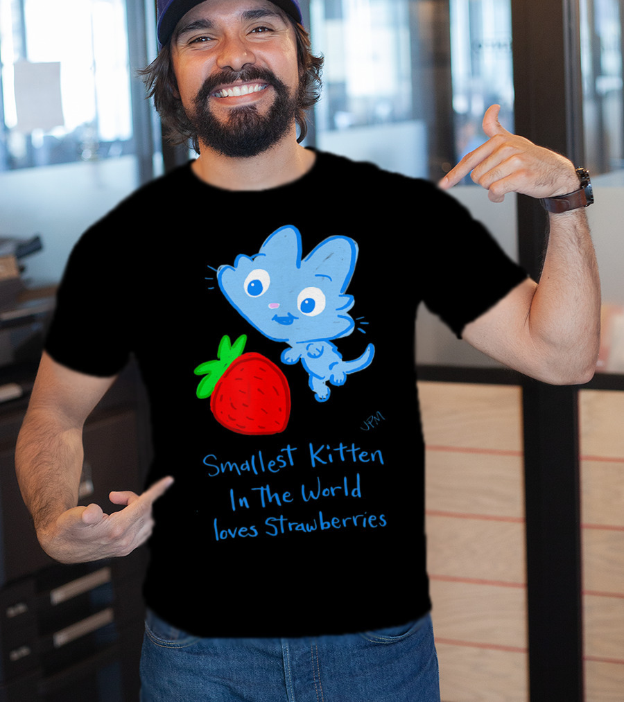 Smallest Kitten In The World Loves Strawberries T-Shirt