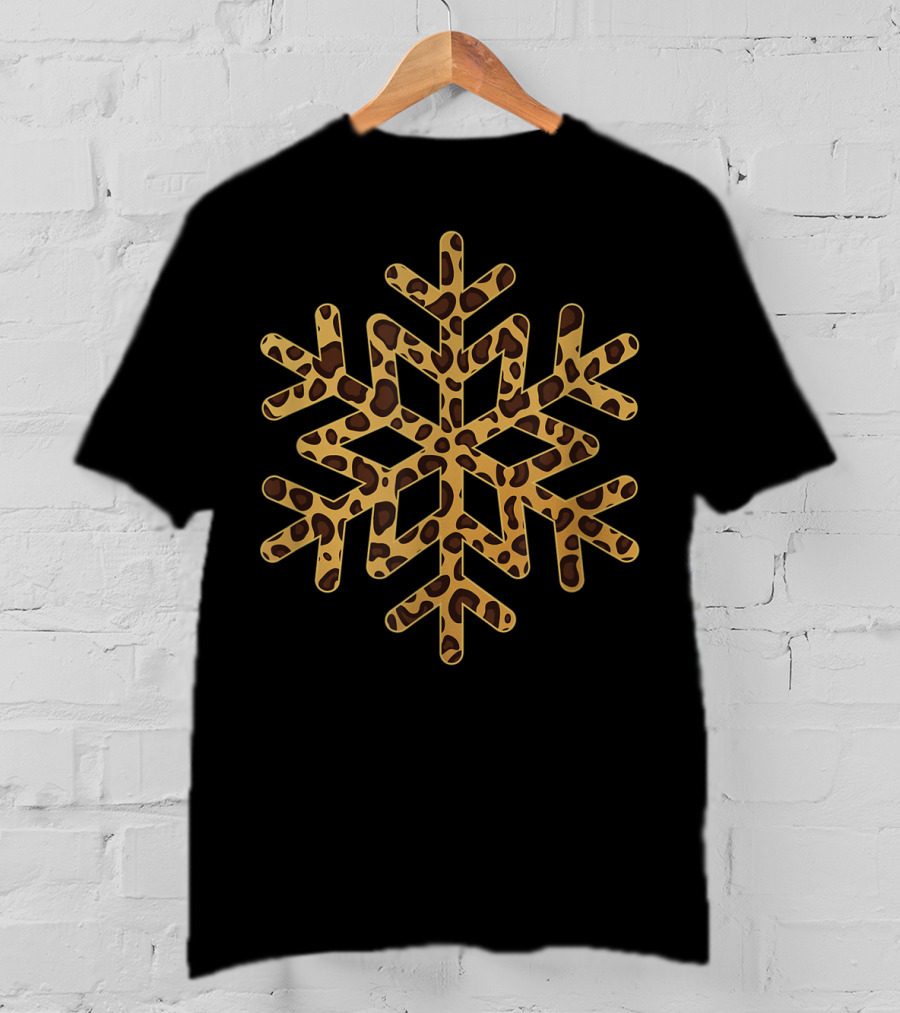 Snowflake Christmas Leopard Print Winter T-Shirt