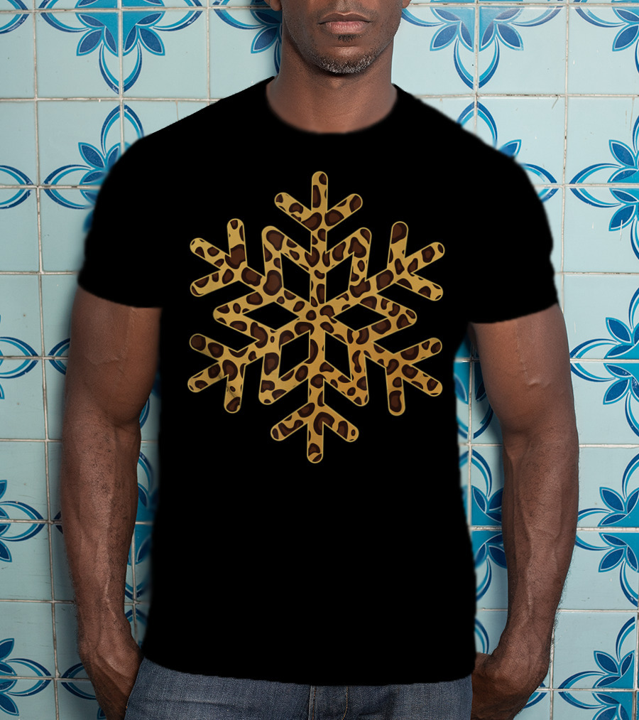 Snowflake Christmas Leopard Print Winter T-Shirt