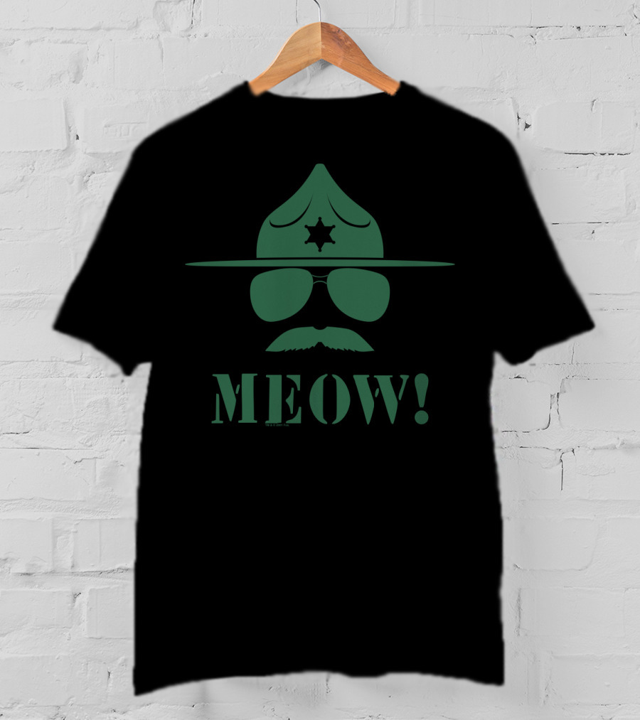 Super Troopers Meow Sheriff Hat And Aviators T-Shirt