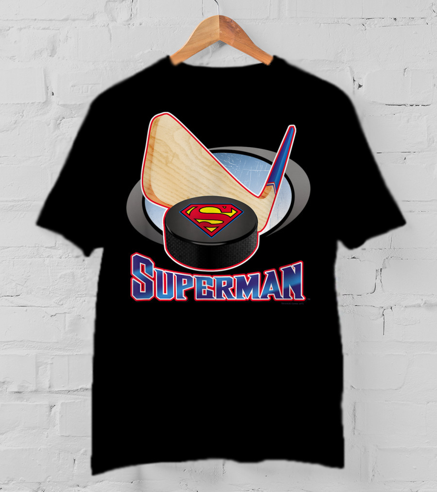 Superman Hockey Stick Puck T-Shirt