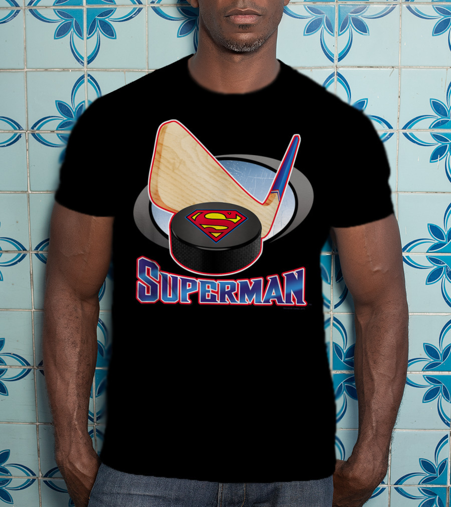 Superman Hockey Stick Puck T-Shirt