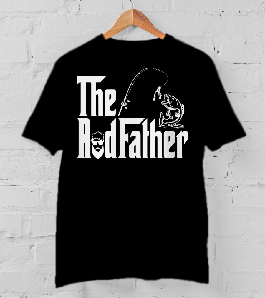 The RodFather Fishing Rod Fish Reel Bearded Man T-Shirt