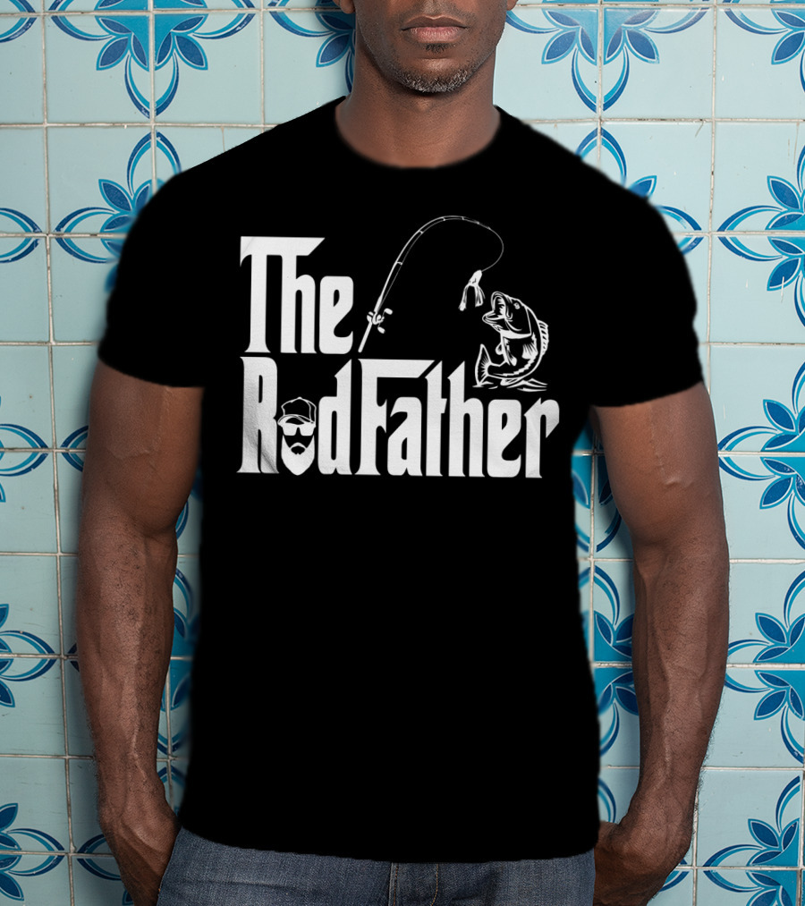 The RodFather Fishing Rod Fish Reel Bearded Man T-Shirt