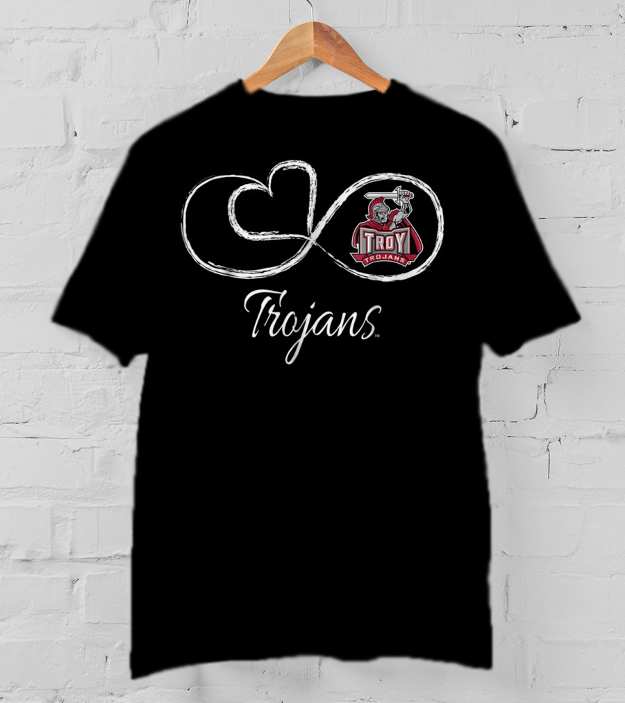 Troy Trojans Infinity Heart Symbol With Sword-Wielding Trojan T-Shirt