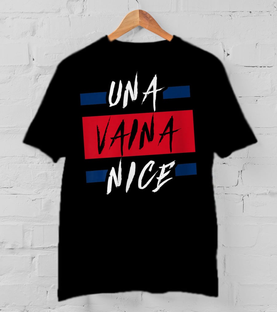 Una Vaina Nice Funny Dominican Bold Red And Blue Text T-Shirt
