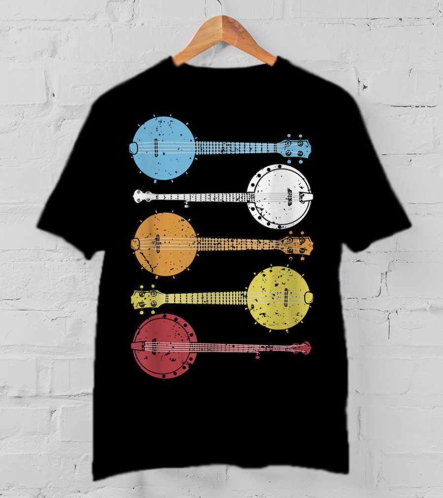 Vintage Banjo Country Music Colorful Banjos T-Shirt
