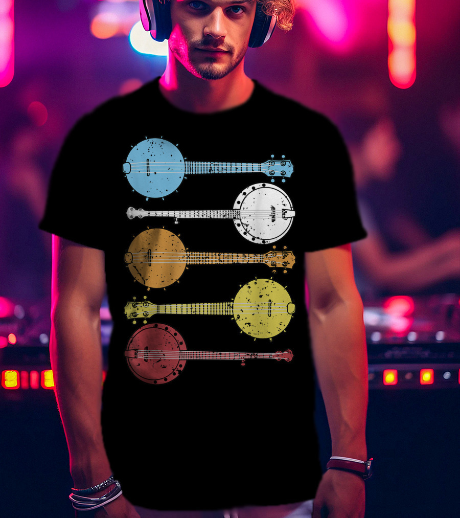 Vintage Banjo Country Music Colorful Banjos T-Shirt
