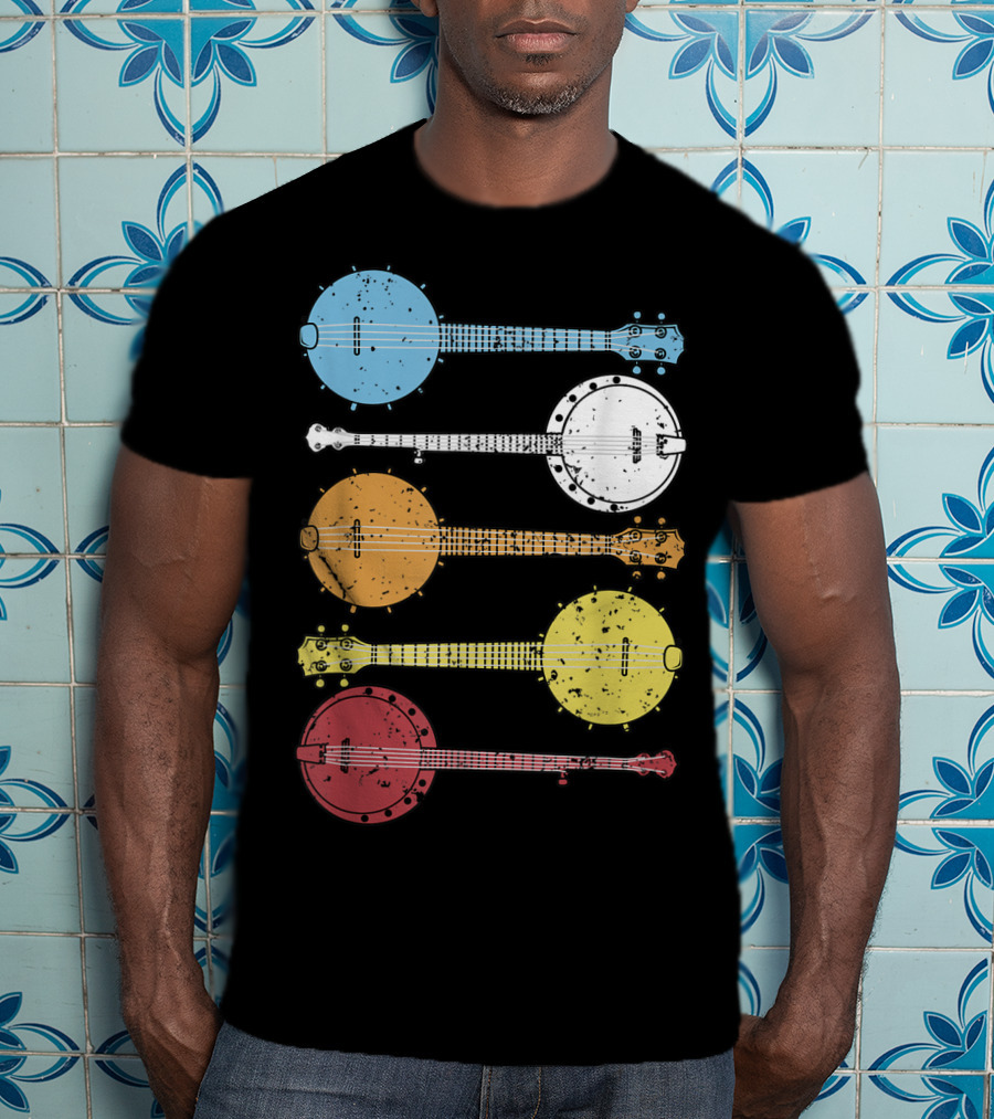 Vintage Banjo Country Music Colorful Banjos T-Shirt