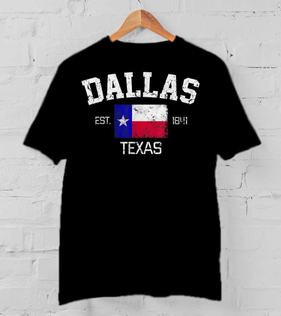 Dallas Texas Est 1841 Vintage Texas Flag Iconic T-Shirt