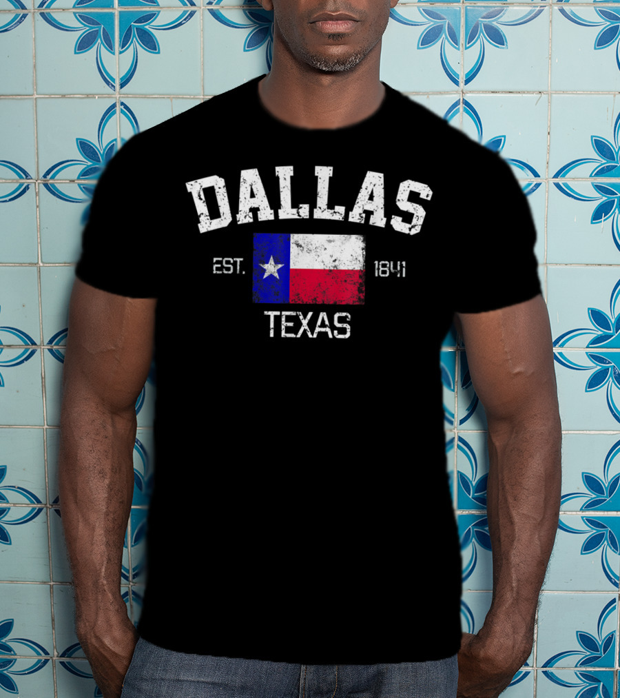 Dallas Texas Est 1841 Vintage Texas Flag Iconic T-Shirt