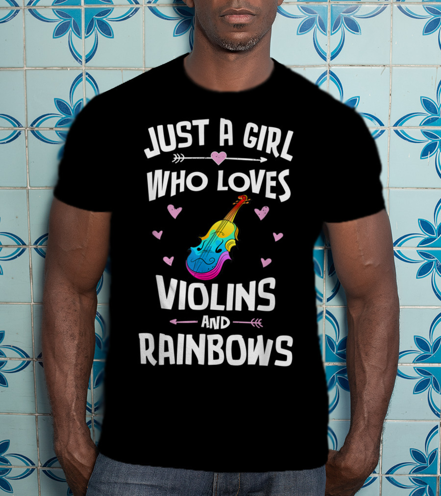 Just A Girl Who Loves Violins And Rainbows T-Shirt