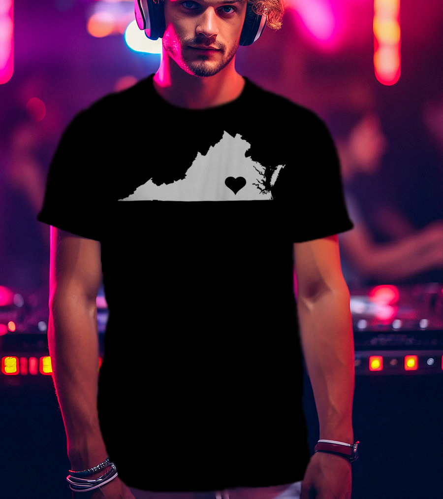 Virginia Love State Map Heart Home T-Shirt
