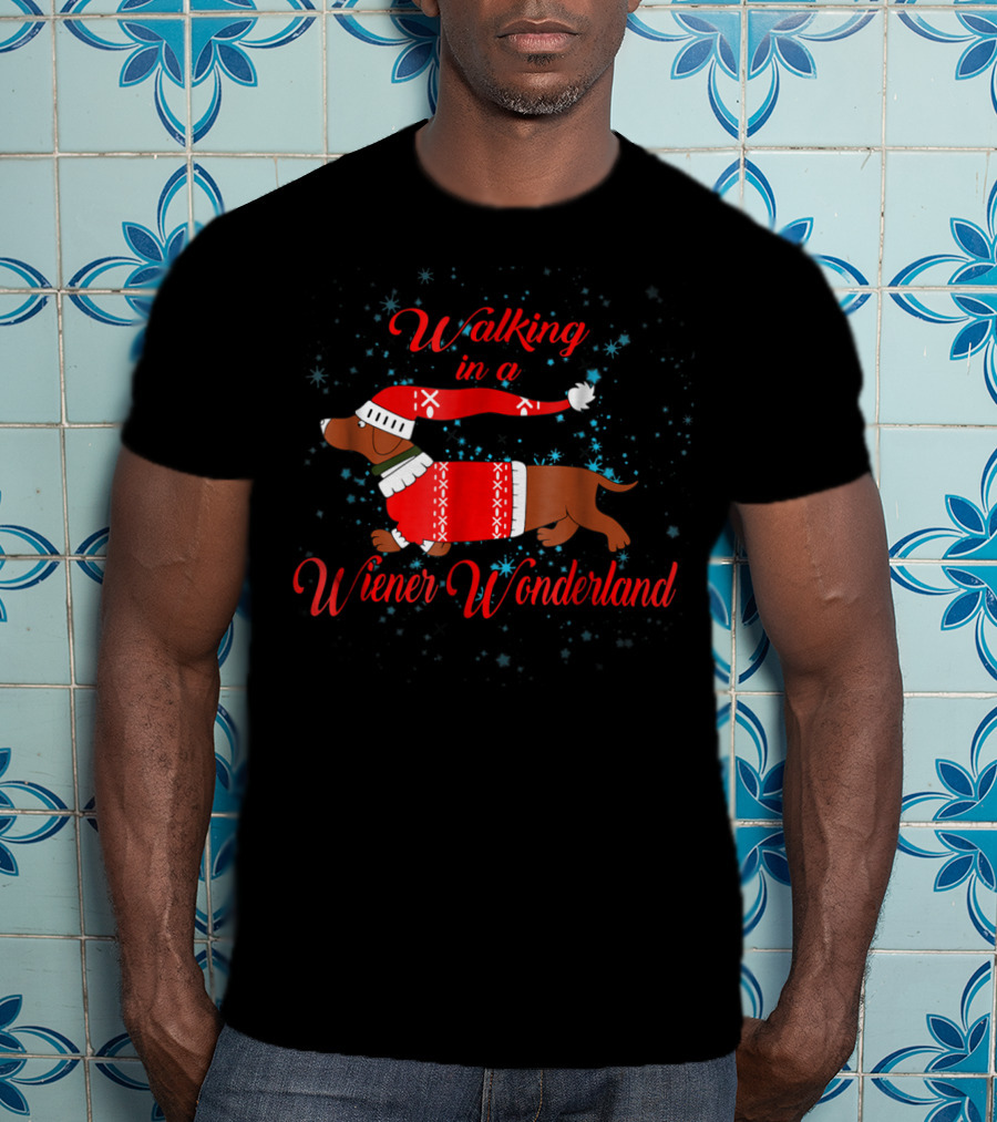 Walking In A Wiener Wonderland Christmas Dachshund Dog Winter T-Shirt