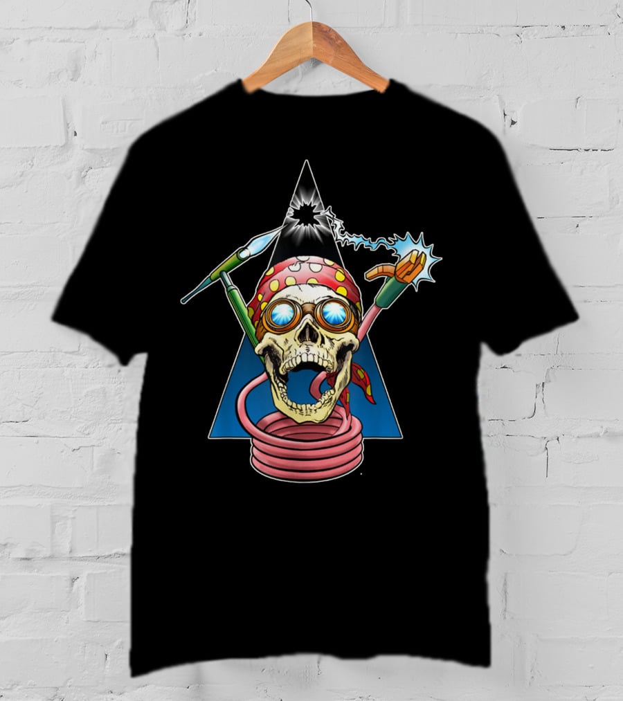 Welder Skull Welding Sparks Bandana Retro Mask T-Shirt