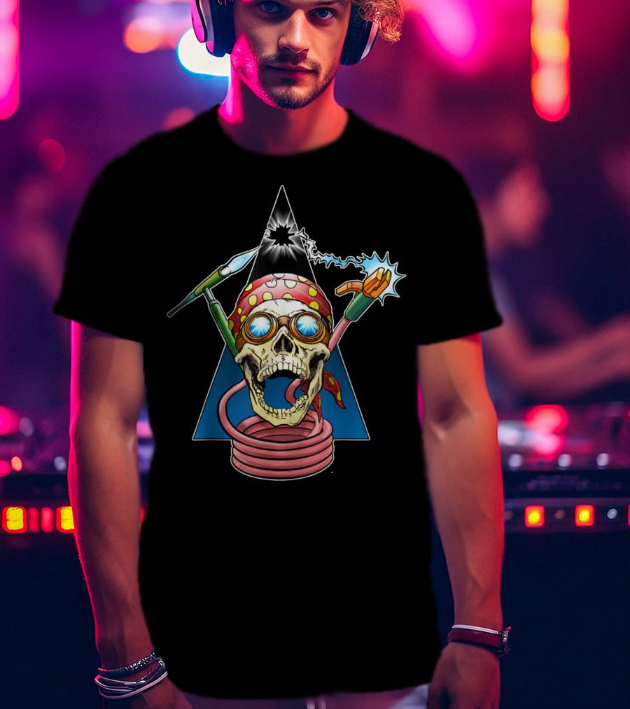 Welder Skull Welding Sparks Bandana Retro Mask T-Shirt