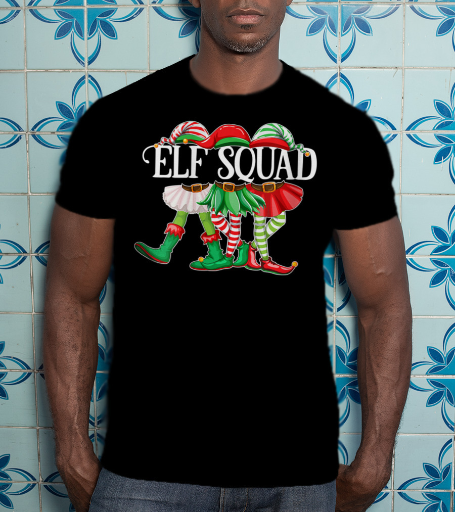 ELF SQUAD Christmas Elves In Festive Attire With Candy Cane Stripes T-Shirt