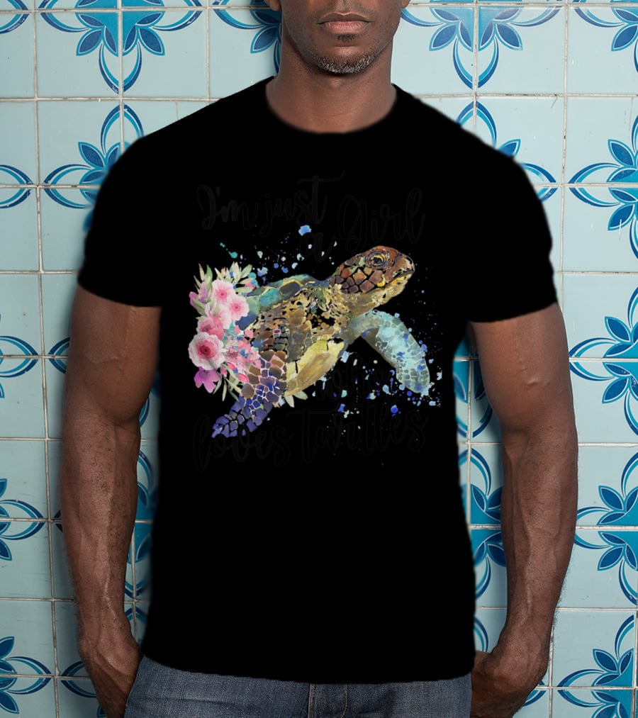 I'm Just A Girl Who Loves Turtles With Floral Turtle T-Shirt