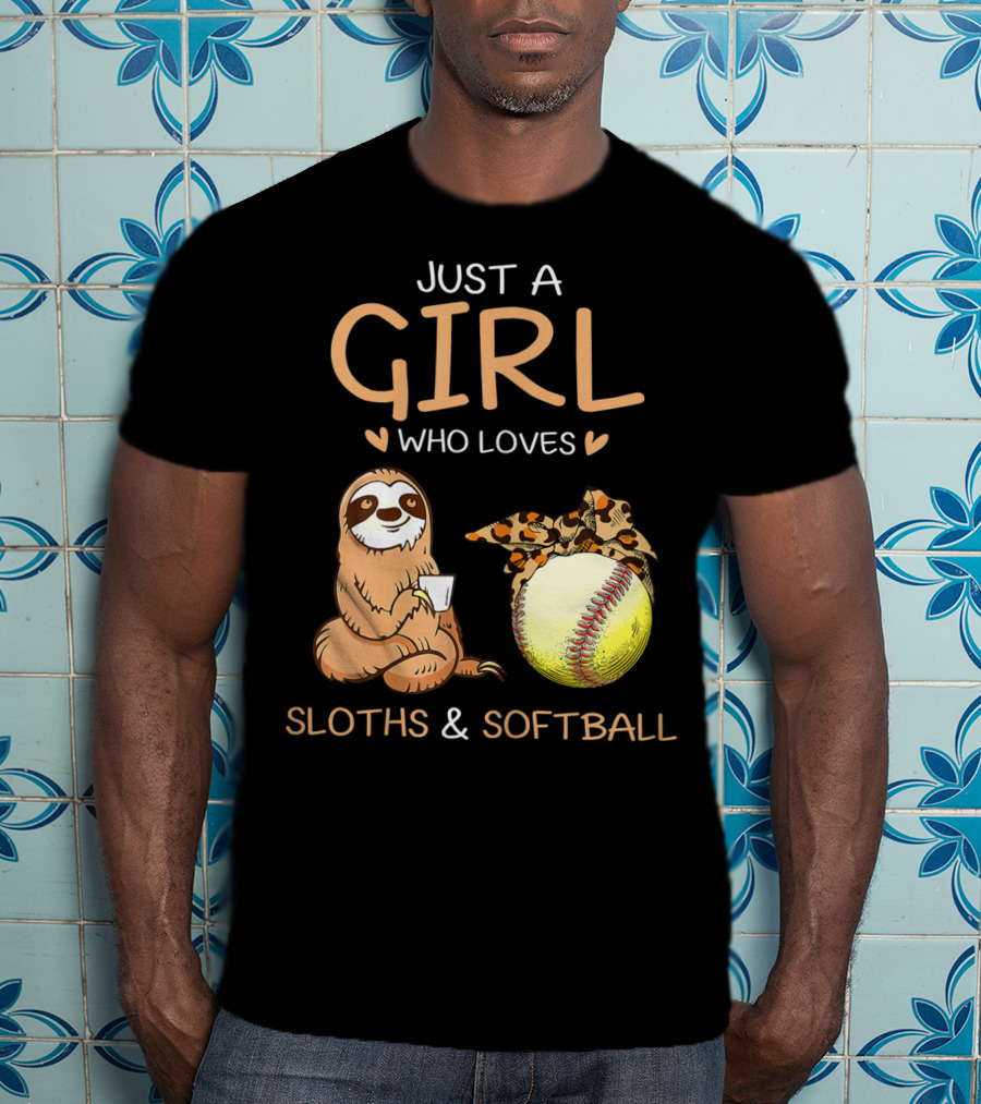 Just A Girl Who Loves Sloths And Softball T-Shirt