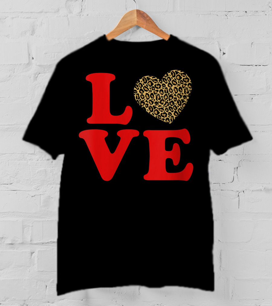 LOVE Leopard Heart Valentines Day Cute T-Shirt
