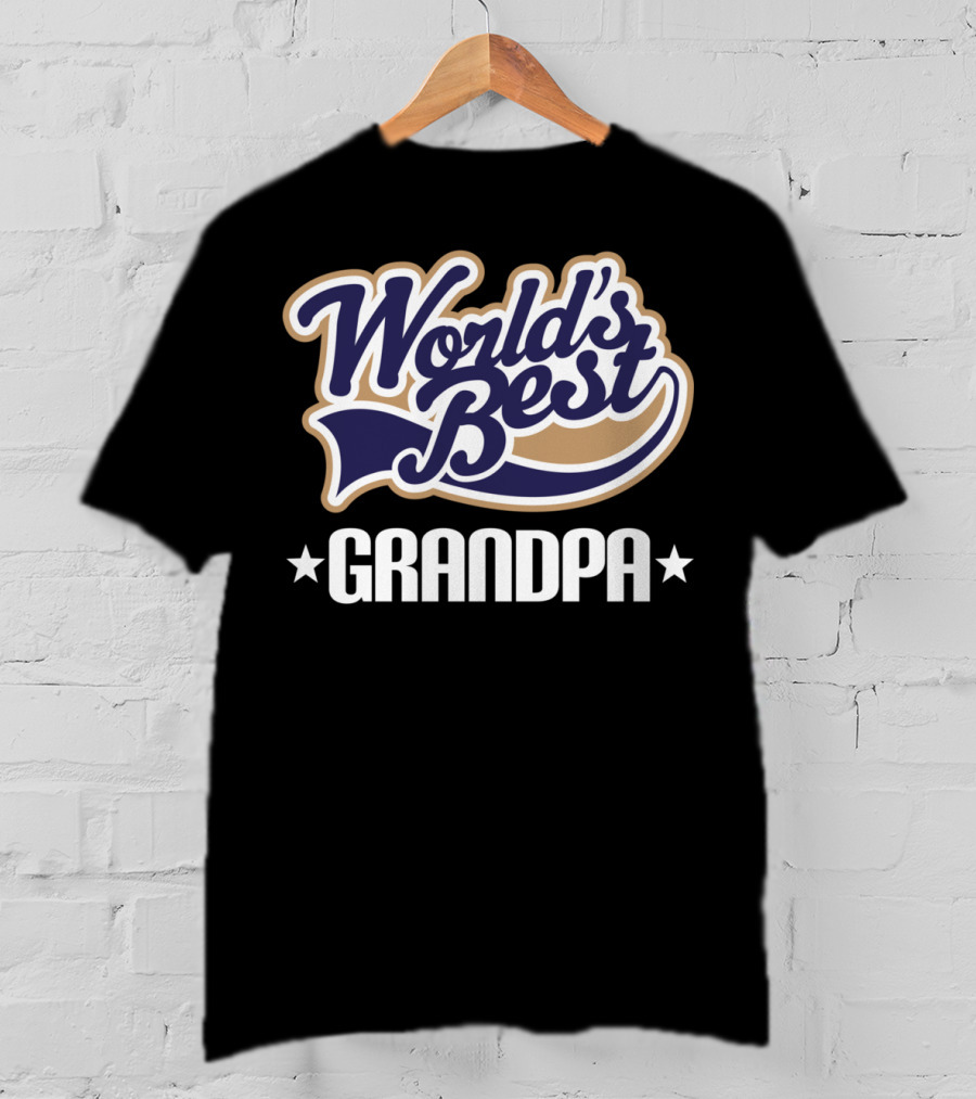 World's Best Grandpa Bold Vintage Style With Stars T-Shirt
