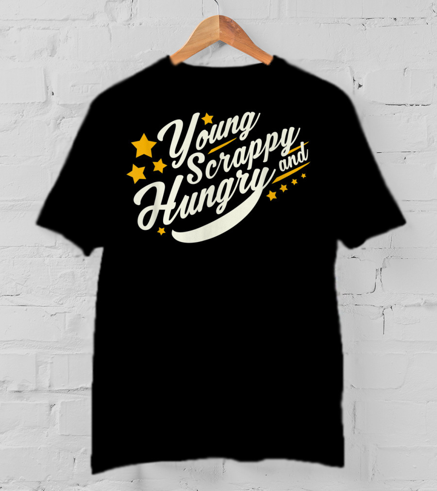 Young Scrappy And Hungry Starry USA Holiday T-Shirt