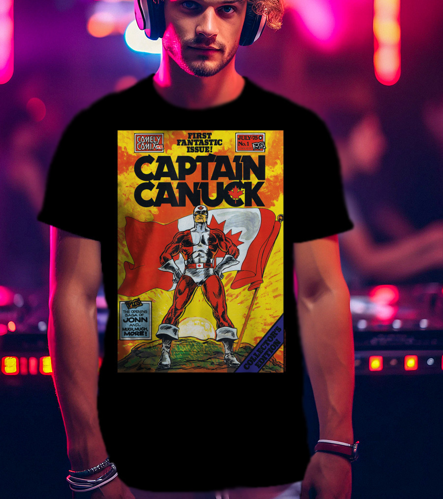 Comely Comix First Fantastic Issue Captain Canuck July 75 No. 1 Collector's Edition T-Shirt