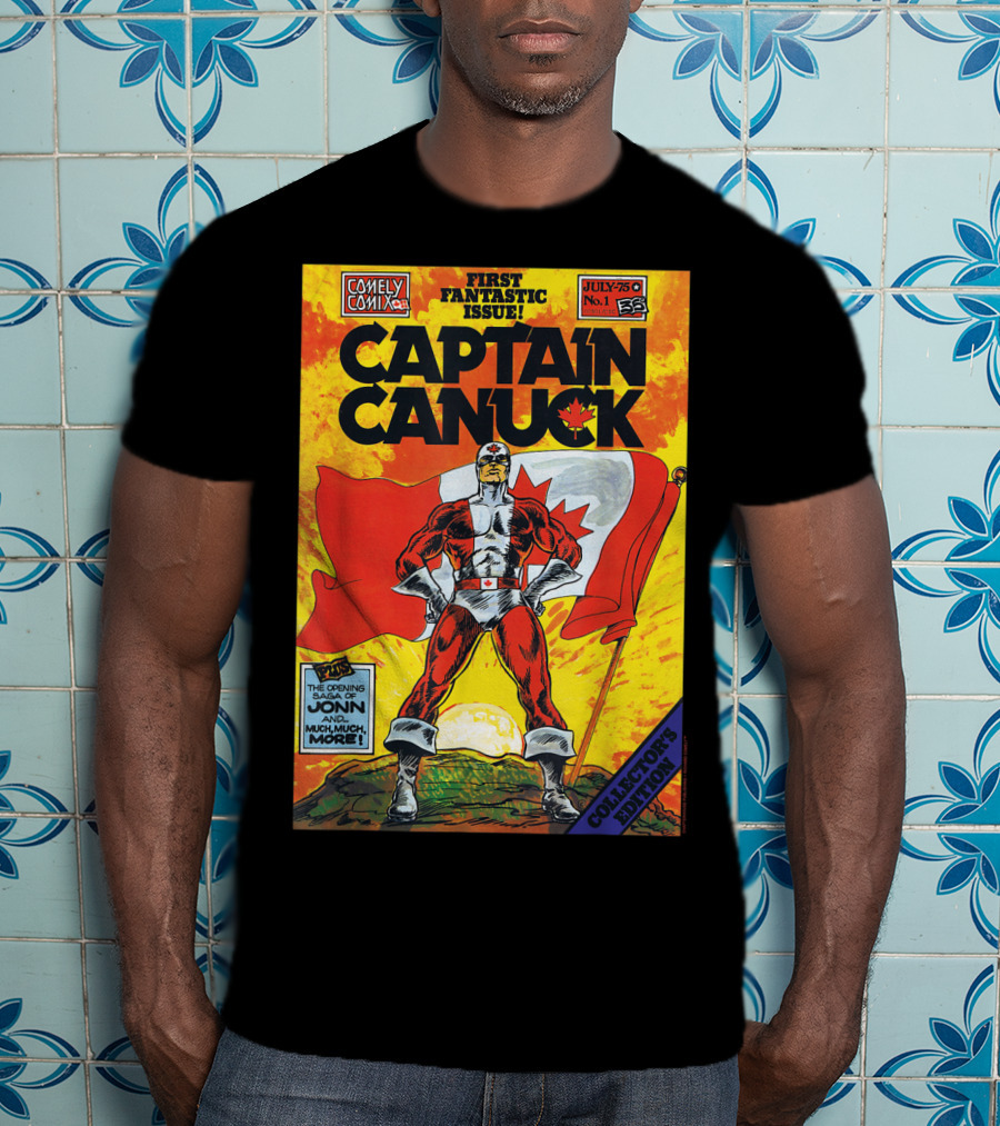 Comely Comix First Fantastic Issue Captain Canuck July 75 No. 1 Collector's Edition T-Shirt