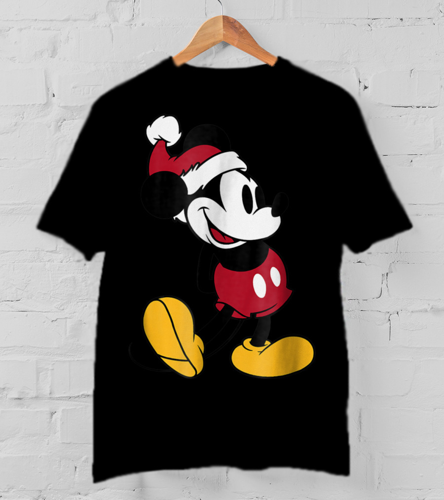 Disney Classic Mickey Mouse In Santa Hat T-Shirt