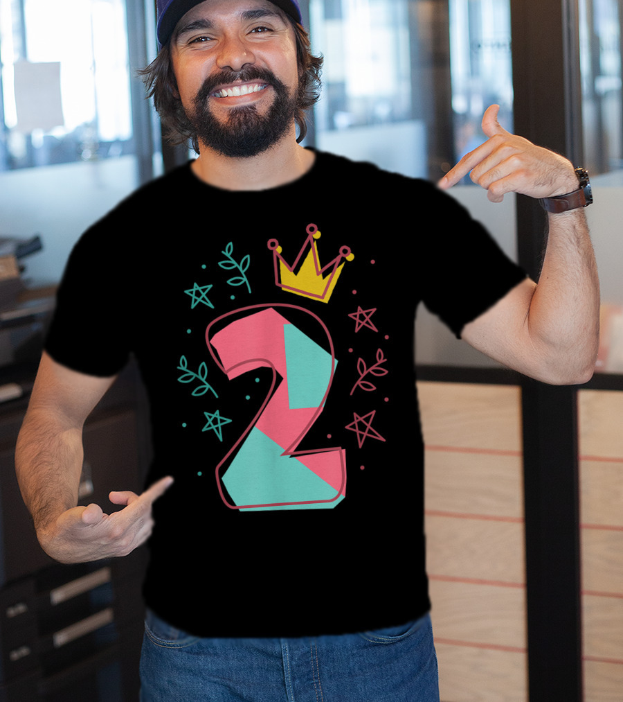 2Nd Birthday Crown Stars Leaves T-Shirt