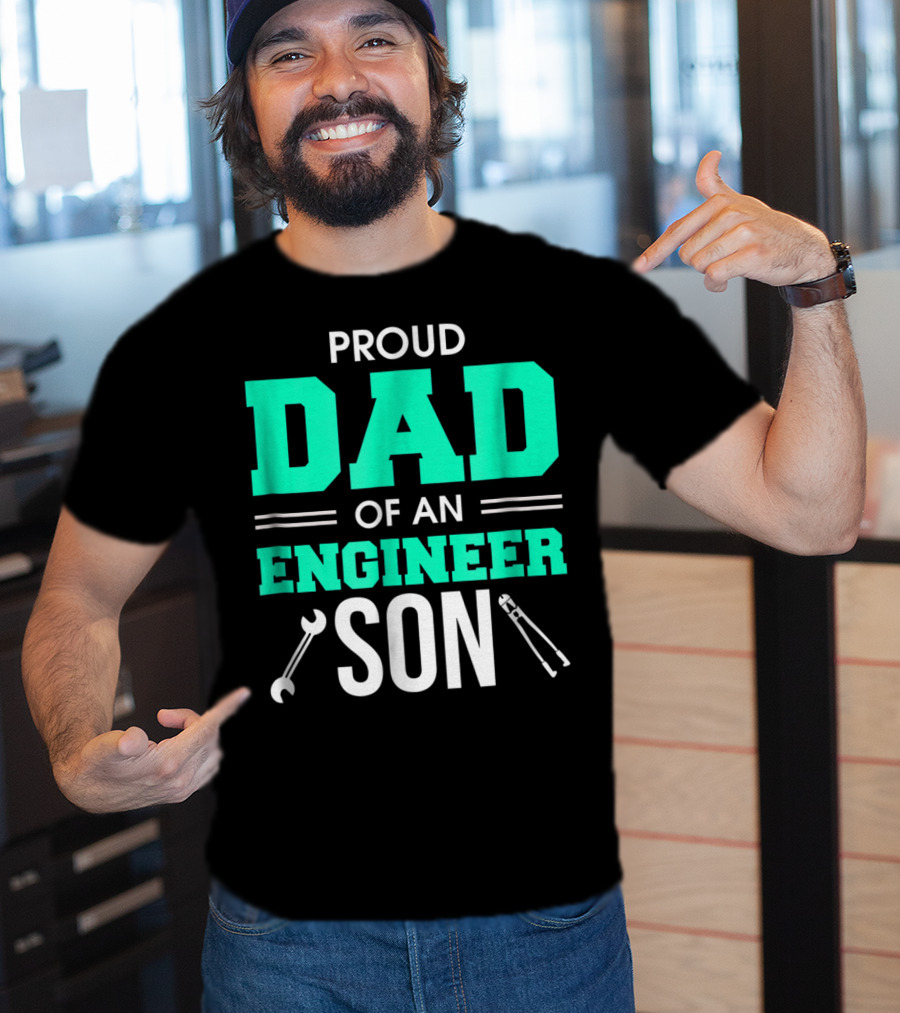 Proud Dad Of An Engineer Son With Wrench And Tool Icons T-Shirt