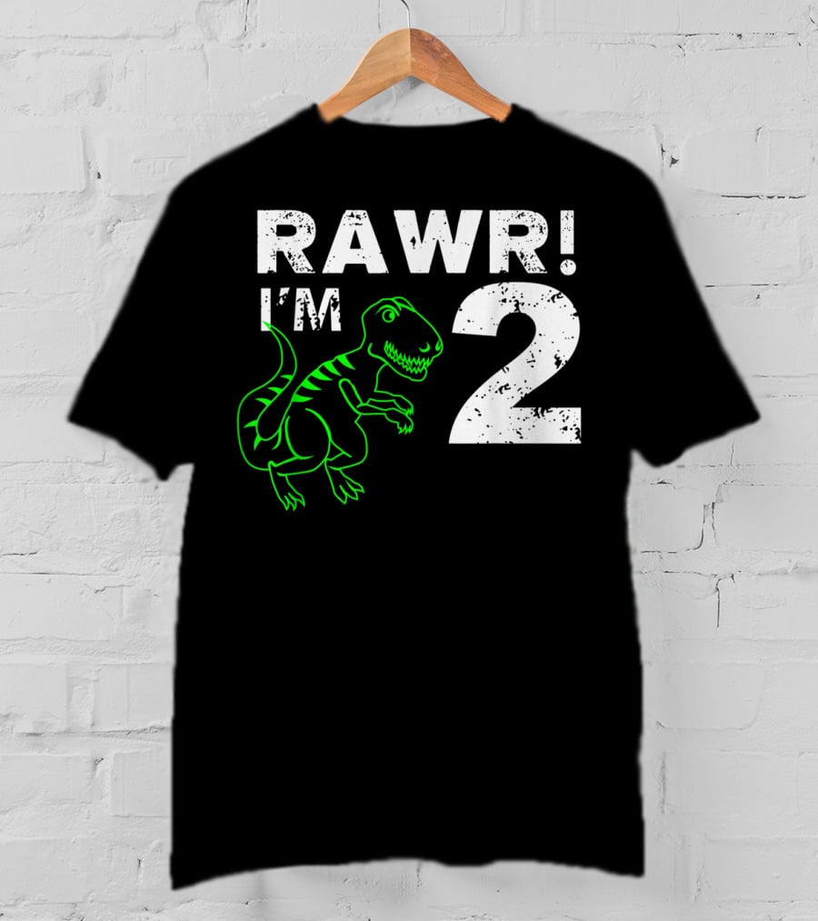 RAWR I'm 2 Dinosaur 2nd Birthday T-Shirt