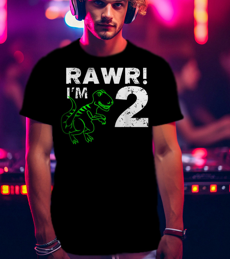 RAWR I'm 2 Dinosaur 2nd Birthday T-Shirt