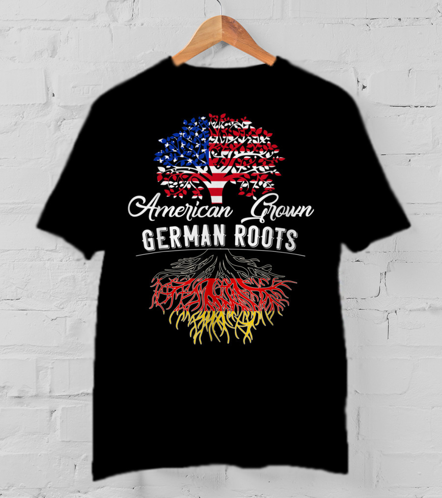 American Grown German Roots Tree With USA Flag And Germany Roots T-Shirt