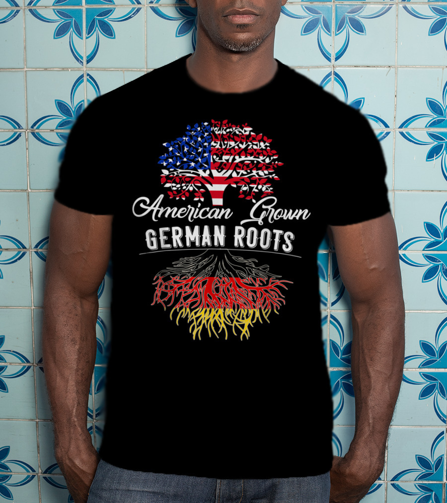 American Grown German Roots Tree With USA Flag And Germany Roots T-Shirt