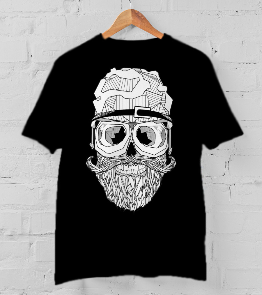Arson Aesthetic Memoriae Skull Beard Geometric Glasses T-Shirt