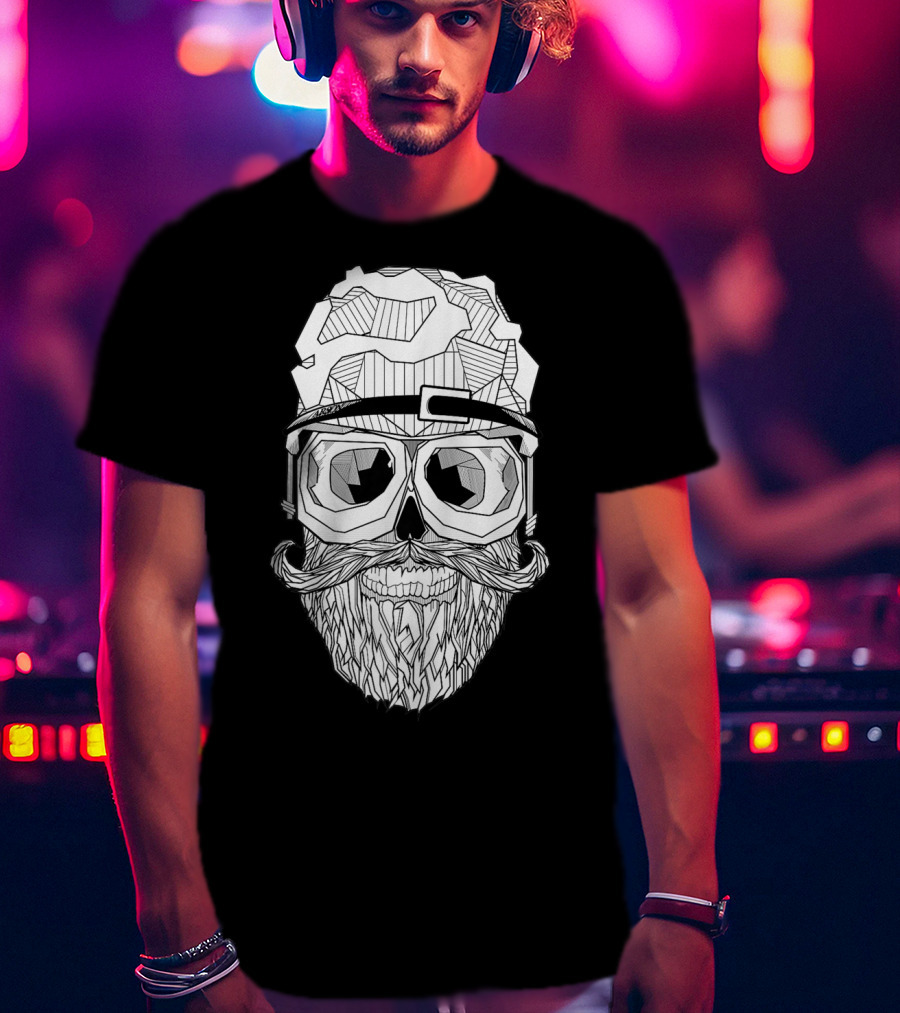 Arson Aesthetic Memoriae Skull Beard Geometric Glasses T-Shirt