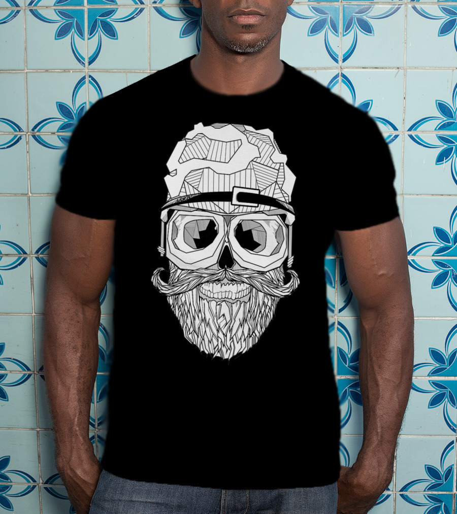 Arson Aesthetic Memoriae Skull Beard Geometric Glasses T-Shirt