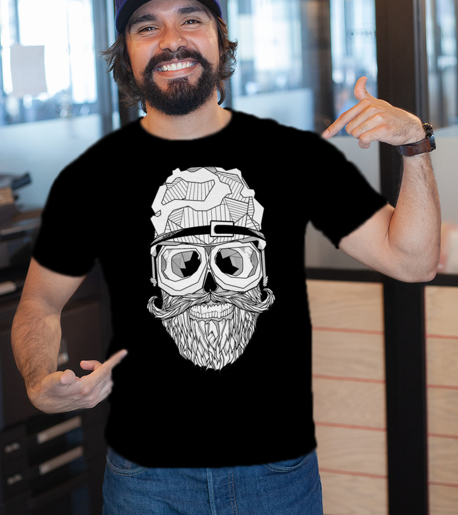 Arson Aesthetic Memoriae Skull Beard Geometric Glasses T-Shirt