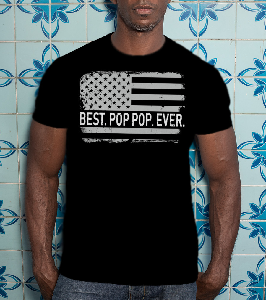 Best Pop Pop Ever Vintage American Flag T-Shirt