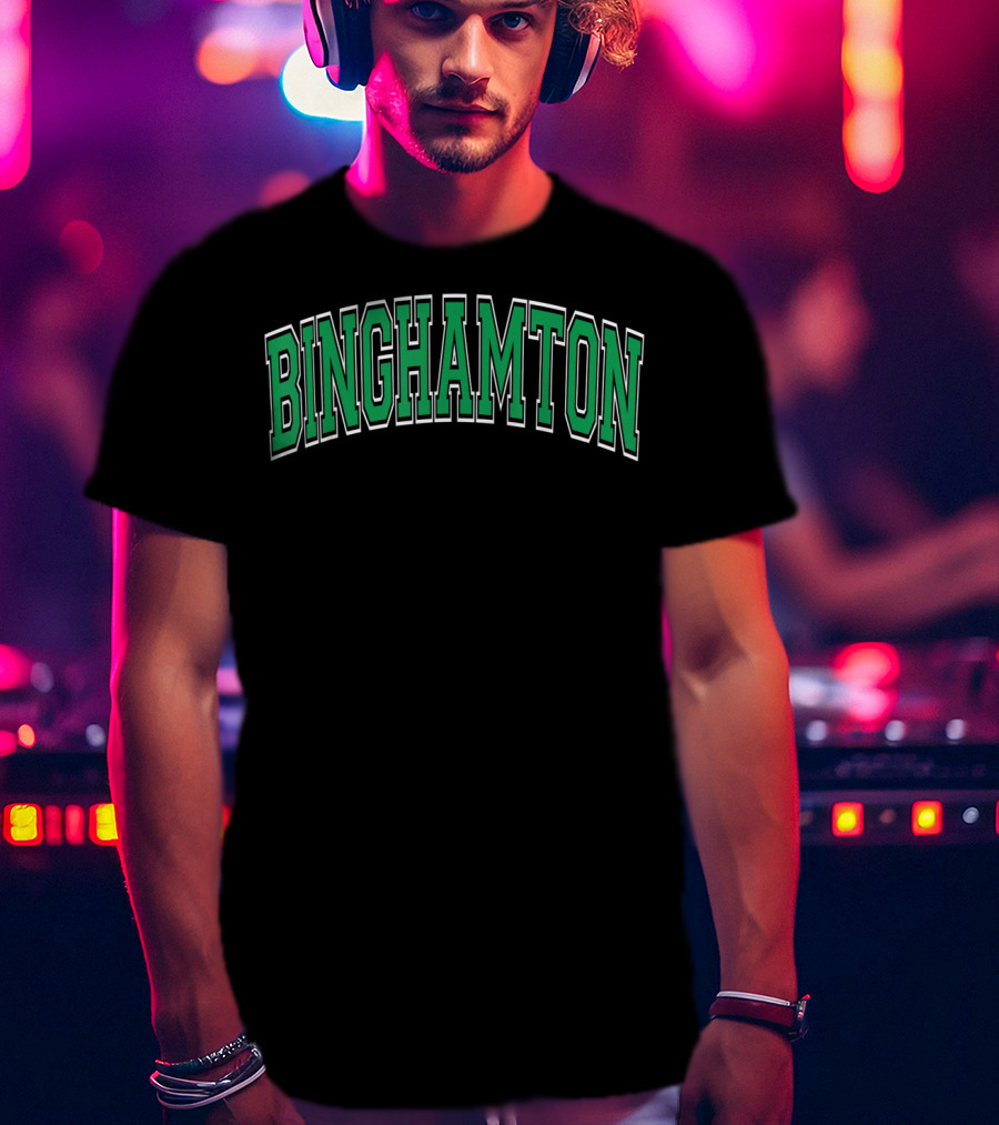 Binghamton Varsity Green Text Arch T-Shirt