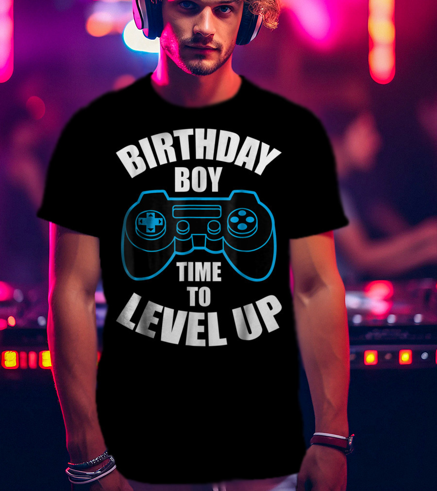 Birthday Boy Time To Level Up Gamer Theme Bday Loading T-Shirt