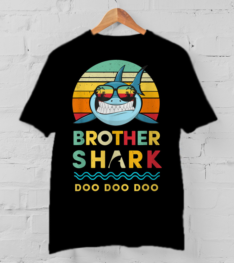 Brother Shark Doo Doo Doo Retro Kids For Toddlers And Boy T-Shirt