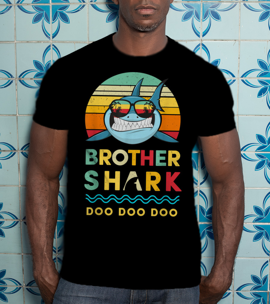 Brother Shark Doo Doo Doo Retro Kids For Toddlers And Boy T-Shirt