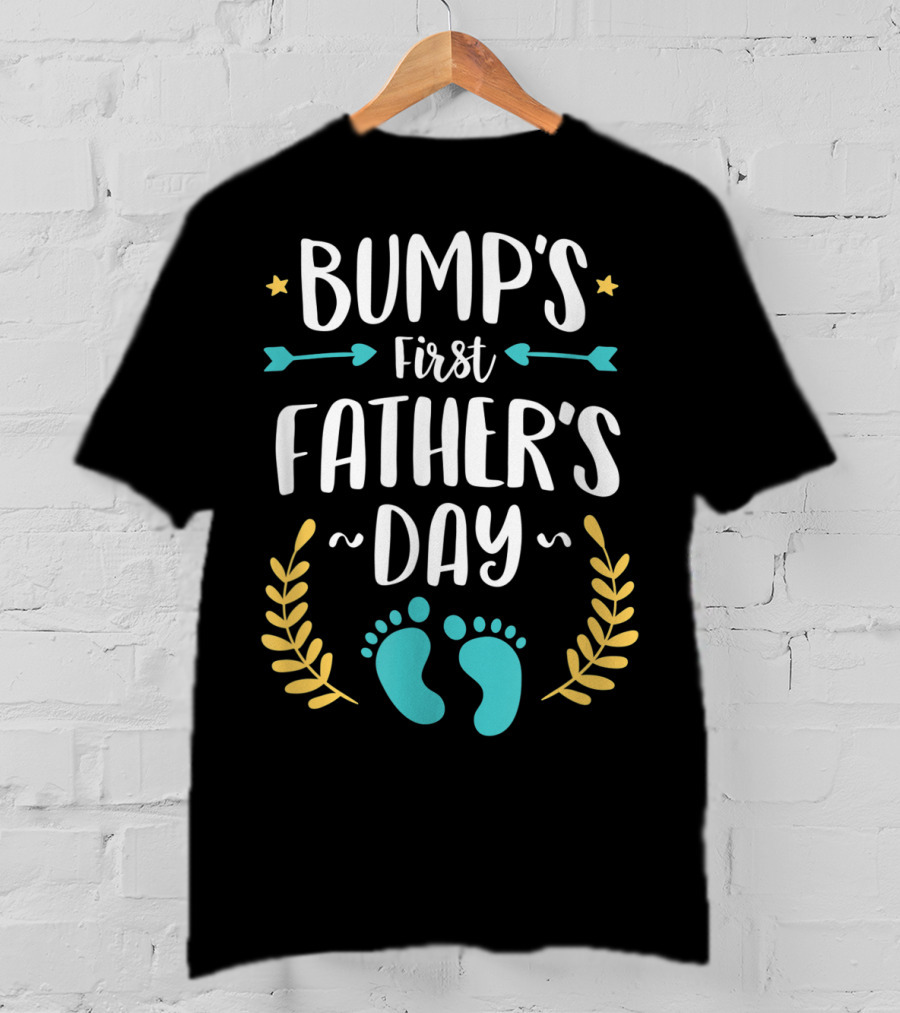 Bump's First Father's Day Baby Footprints Arrows And Stars T-Shirt